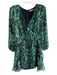 Alice & Olivia Size 2 Green No Fabric Tag Animal Print Back Zip Wrap Dress Green / 2