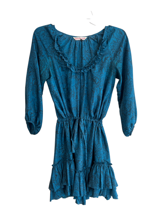 Rebecca Taylor Size Est M Blue Polyester 3/4 Balloon Sleeve Tie Waist Boxy Dress Blue / Est M