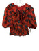 Ulla Johnson Size 4 Red & Black Cotton Blend 1/2 Puff Sleeve Ruffle Top Red & Black / 4