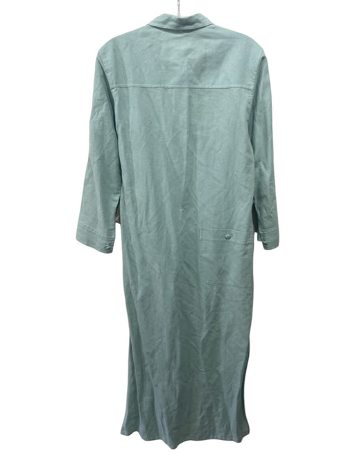 Marta Scarampi Size S Light Green Linen & Cotton Long Sleeve Buttons Maxi Dress Light Green / S