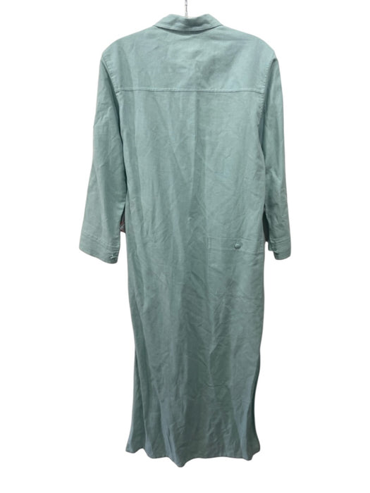 Marta Scarampi Size S Light Green Linen & Cotton Long Sleeve Buttons Maxi Dress Light Green / S