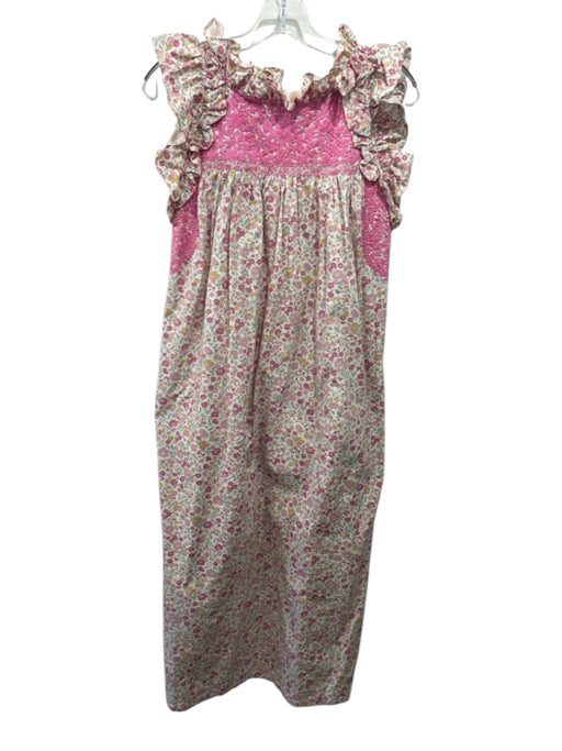 Mi Golondrina Size S White, Pink, Multi Cotton Floral Ruffle Cap Sleeve Dress White, Pink, Multi / S