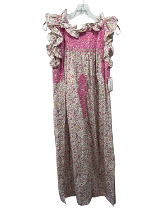 Mi Golondrina Size S White, Pink, Multi Cotton Floral Ruffle Cap Sleeve Dress White, Pink, Multi / S