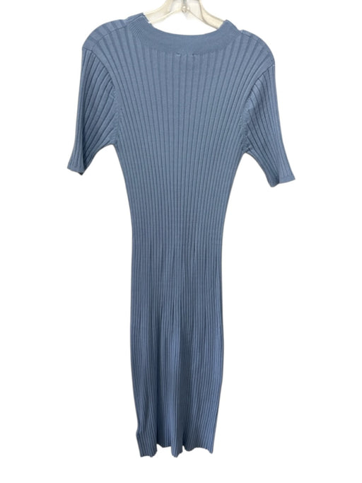 Varley Size XS Light Blue Viscose Blend Rib Knit Short Sleeve Mock Neck Dress Light Blue / XS