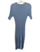 Varley Size XS Light Blue Viscose Blend Rib Knit Short Sleeve Mock Neck Dress Light Blue / XS
