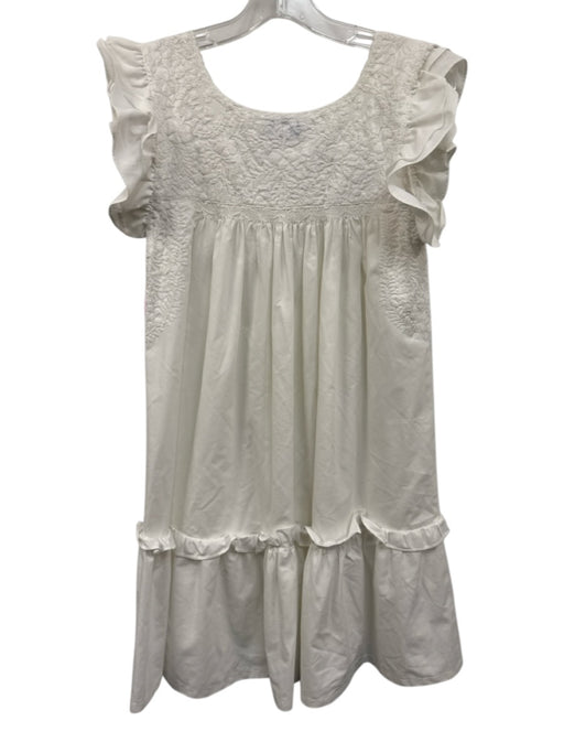 Mi Golondrina Size S White Missing Fabric Tag Ruffle Cap Sleeve Dress White / S