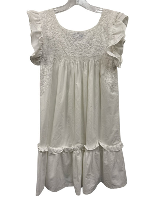 Mi Golondrina Size S White Missing Fabric Tag Ruffle Cap Sleeve Dress White / S