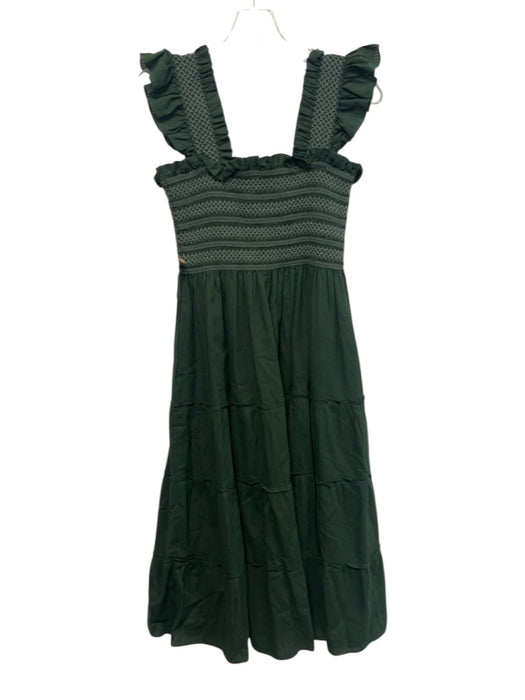 Hill House Size S Green Cotton Sleeveless Shirred Bodice Smocked Detail Dress Green / S