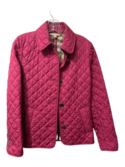 Burberry Brit Size S Pink Polyester Quilted Collared Front Pockets Jacket Pink / S