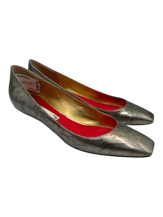 Christian Lacroix Shoe Size 40 Silver & Gold Leather Metallic Kitten Heel Flats Silver & Gold / 40
