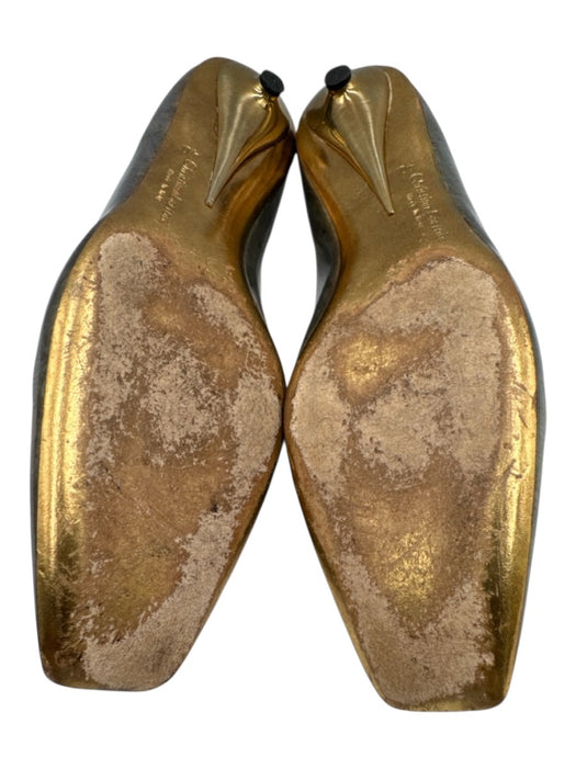 Christian Lacroix Shoe Size 40 Silver & Gold Leather Metallic Kitten Heel Flats Silver & Gold / 40