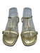 Manolo Blahnik Shoe Size 41 Gold Leather T Strap Open Toe Ankle Strap Sandals Gold / 41