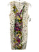 Carolina Herrera Size 8 White, Green, Purple Cotton V Neck Sleeveless Dress White, Green, Purple / 8