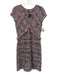 St. John Size 4 Purple & Black Print Wool Blend Back Zip Tweed V Neck Dress Purple & Black Print / 4