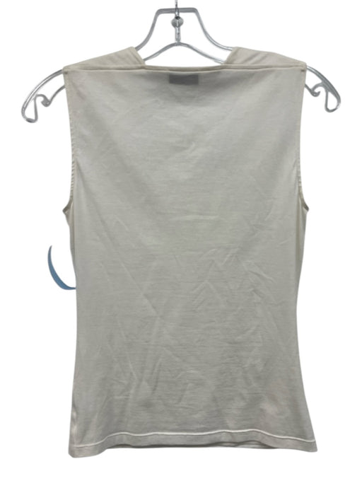 Akris Size 4 White Cotton Square Neck Pintuck Sleeveless Top White / 4