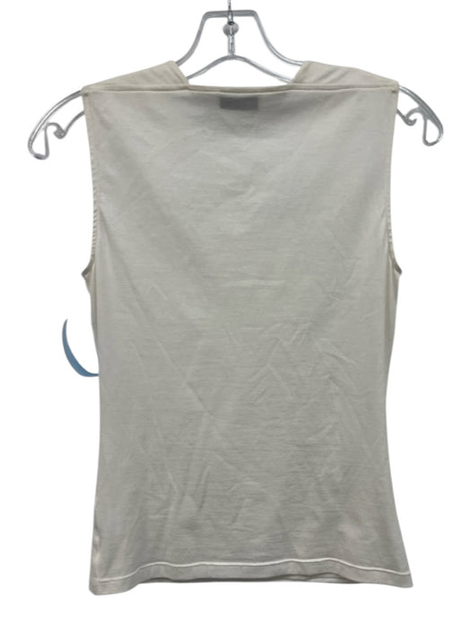 Akris Size 4 White Cotton Square Neck Pintuck Sleeveless Top White / 4