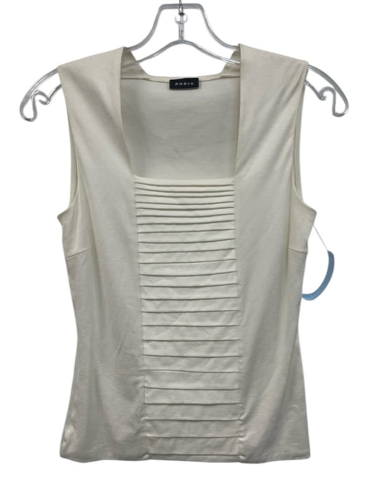 Akris Size 4 White Cotton Square Neck Pintuck Sleeveless Top White / 4