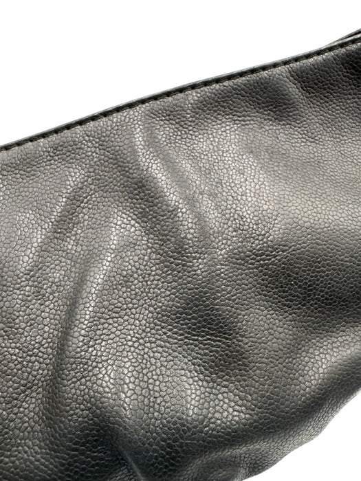Chanel Black & Silver Caviar Leather Quilted Detail Chain Strap Shoulder Bag Bag Black & Silver / M