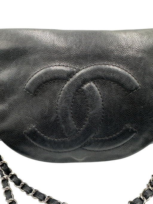 Chanel Black & Silver Caviar Leather Quilted Detail Chain Strap Shoulder Bag Bag Black & Silver / M