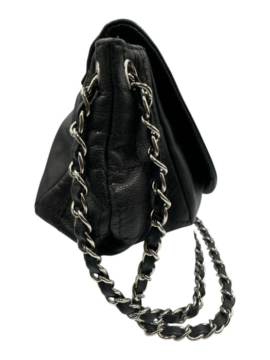 Chanel Black & Silver Caviar Leather Quilted Detail Chain Strap Shoulder Bag Bag Black & Silver / M