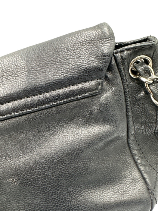 Chanel Black & Silver Caviar Leather Quilted Detail Chain Strap Shoulder Bag Bag Black & Silver / M