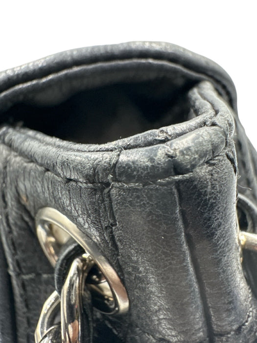Chanel Black & Silver Caviar Leather Quilted Detail Chain Strap Shoulder Bag Bag Black & Silver / M