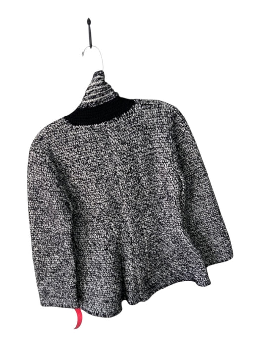 Oscar de la Renta Size S Black & White Silk & Cotton Snap Buttons Knit Jacket Black & White / S