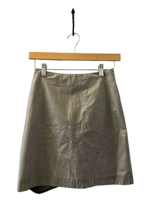 Cushnie et Ochs Size 0 Greige Leather Silk Mini Stitching Detail Back Zip Skirt Greige / 0
