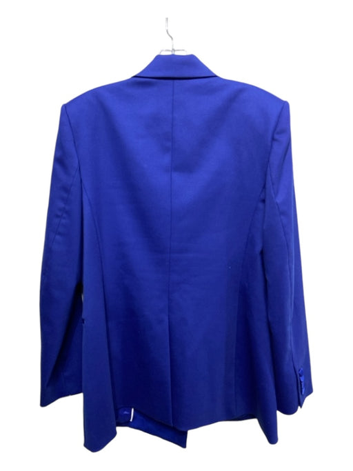 Theory Size 12 Blue Polyester & Wool Blend Double Breast Shoulder Pads Jacket Blue / 12