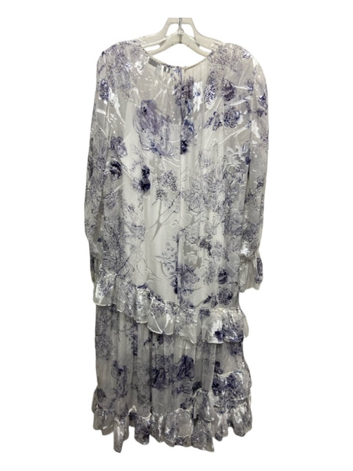 Reiss Size 10 Purple & White Silk & Viscose Floral Slip Inc Tiered Maxi Dress Purple & White / 10