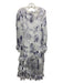 Reiss Size 10 Purple & White Silk & Viscose Floral Slip Inc Tiered Maxi Dress Purple & White / 10