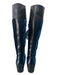 Balenciaga Shoe Size 39.5 Black & Blue Leather Velvet Riding Square Toe Boots Black & Blue / 39.5