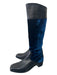 Balenciaga Shoe Size 39.5 Black & Blue Leather Velvet Riding Square Toe Boots Black & Blue / 39.5