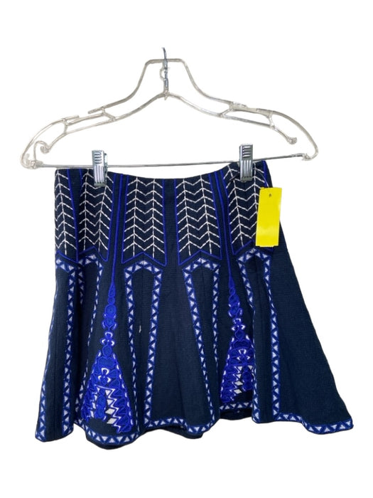BCBG Maxazria Size XS Navy Blue & White Cotton Blend Embroidered Skirt Set Navy Blue & White / XS