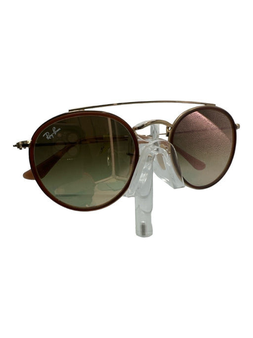 Ray Ban Gold & Brown Metal Frame Aviator tinted lens Round Sunglasses Gold & Brown