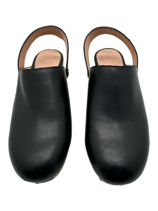 J Crew Shoe Size 5 Black & Beige Leather round toe Gold Hardware Platform Clogs Black & Beige / 5