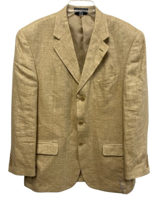 Haspel Tan Linen Solid 3 button Men's Blazer Tan / 42