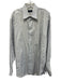Canali Size 16.5 Light Blue & White Cotton Striped Button Up Long Sleeve Shirt Light Blue & White / 16.5