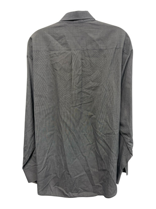 Valentino Vintage Size 16.5 Gray & White Cotton Micro Men's Long Sleeve Shirt Gray & White / 16.5