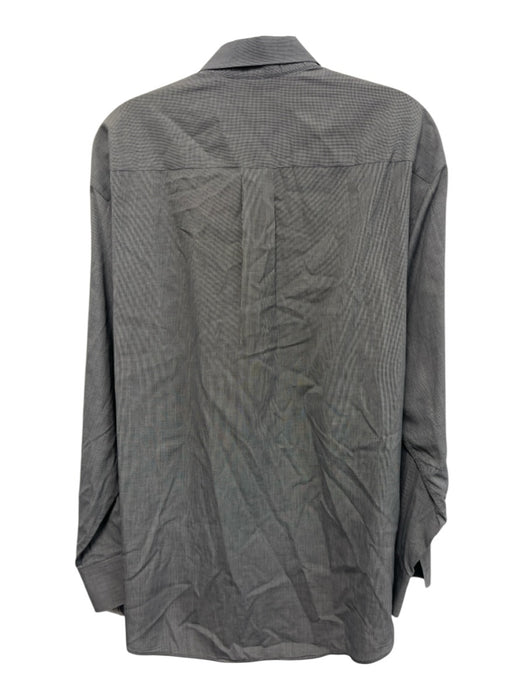 Valentino Vintage Size 16.5 Gray & White Cotton Micro Men's Long Sleeve Shirt Gray & White / 16.5