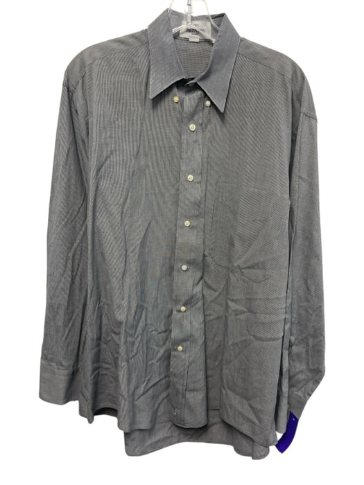 Valentino Vintage Size 16.5 Gray & White Cotton Micro Men's Long Sleeve Shirt Gray & White / 16.5