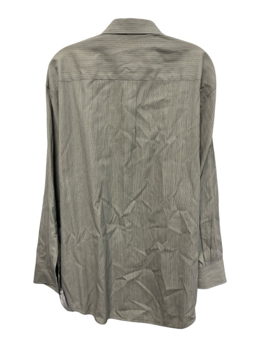 Valentino Vintage Size 16.5 Gray Cotton Micro Front Pockets Long Sleeve Shirt Gray / 16.5