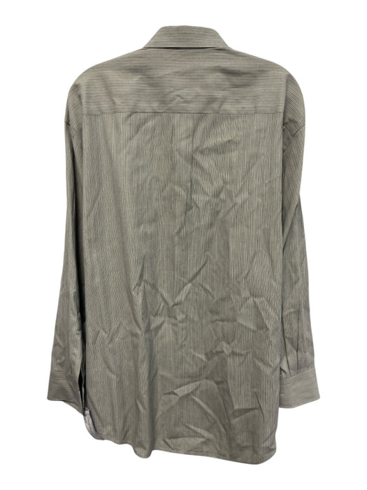 Valentino Vintage Size 16.5 Gray Cotton Micro Front Pockets Long Sleeve Shirt Gray / 16.5