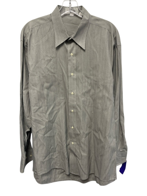 Valentino Vintage Size 16.5 Gray Cotton Micro Front Pockets Long Sleeve Shirt Gray / 16.5