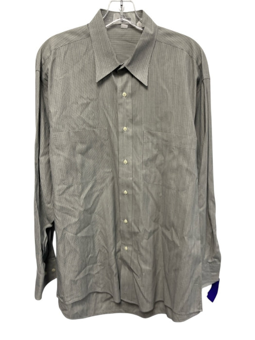 Valentino Vintage Size 16.5 Gray Cotton Micro Front Pockets Long Sleeve Shirt Gray / 16.5