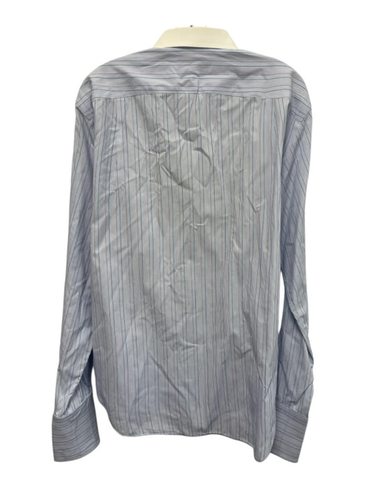 Missoni Size 16.5 Blue & White Cotton Stripe French Cuff Men's Long Sleeve Shirt Blue & White / 16.5