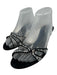 Dolce & Gabbana Shoe Size 40 Black & Silver Satin Crystal Embellishments Sandals Black & Silver / 40