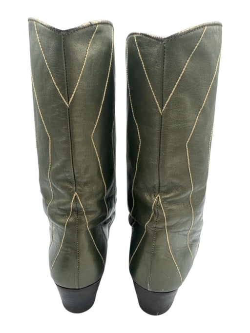 Andrea Carrano Shoe Size 38.5 Green & Gold Leather Metallic Thread Shimmer Boots Green & Gold / 38.5
