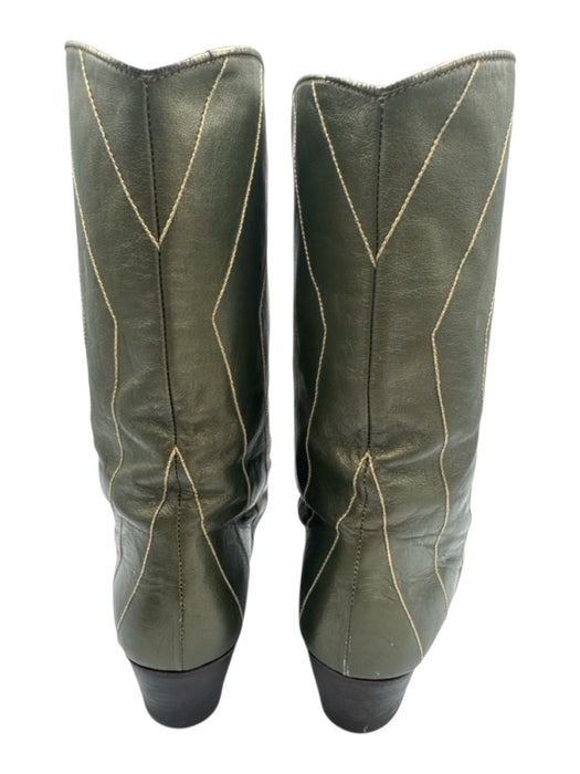 Andrea Carrano Shoe Size 38.5 Green & Gold Leather Metallic Thread Shimmer Boots Green & Gold / 38.5