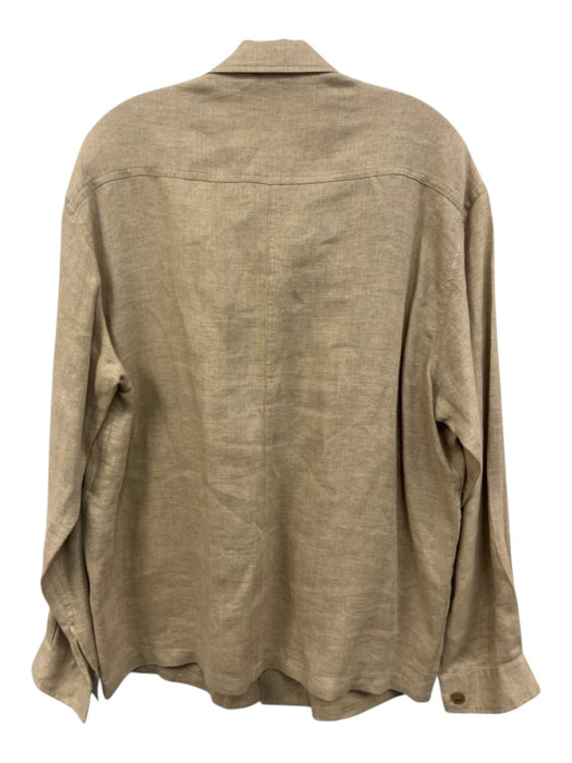 Hickey Freeman Size M Beige Linen Solid Button Up Chore Jacket Men's Jacket Beige / M